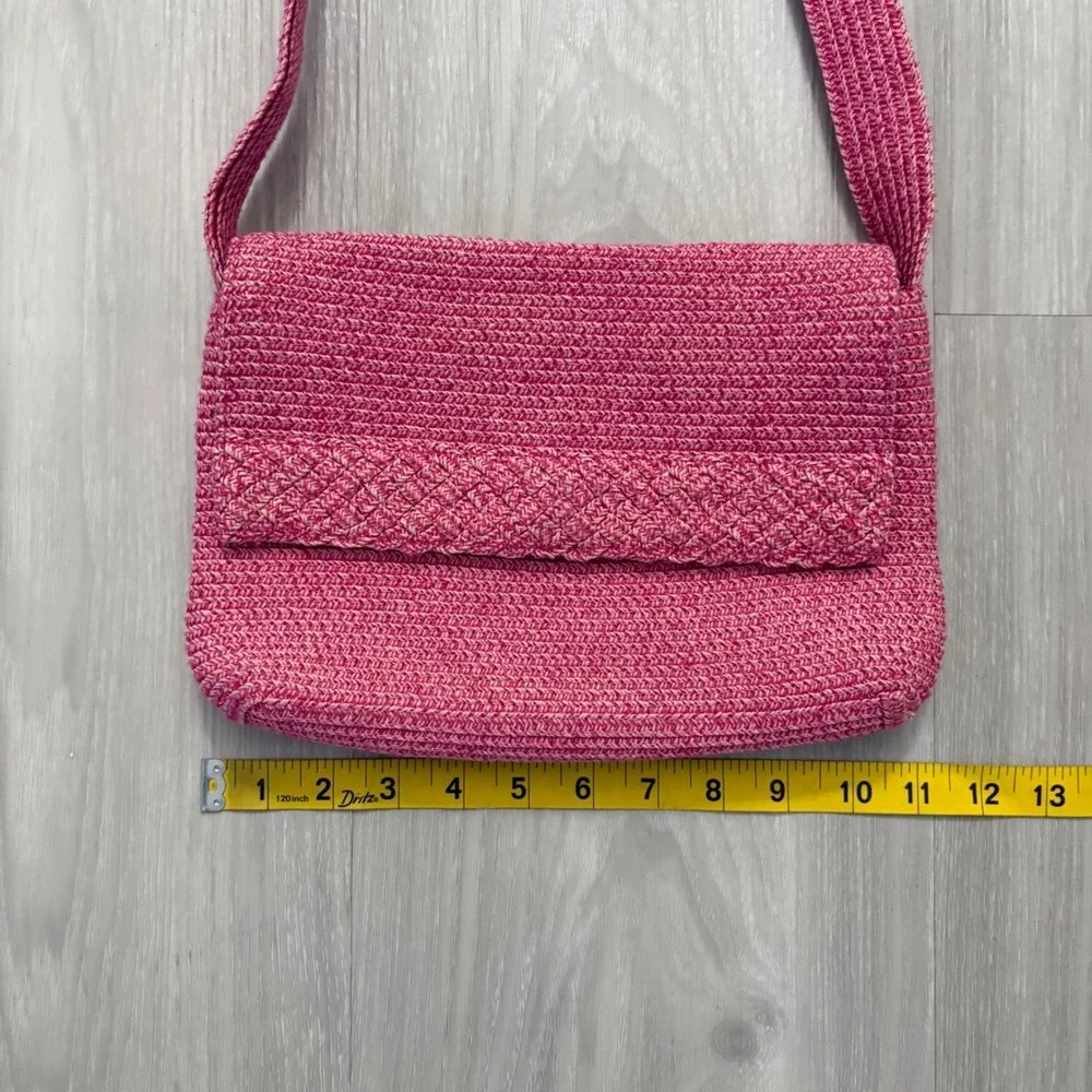 The Scala Collection Bag Pink Crochet Straw Shoulder Bag Butterfly Floral Lining